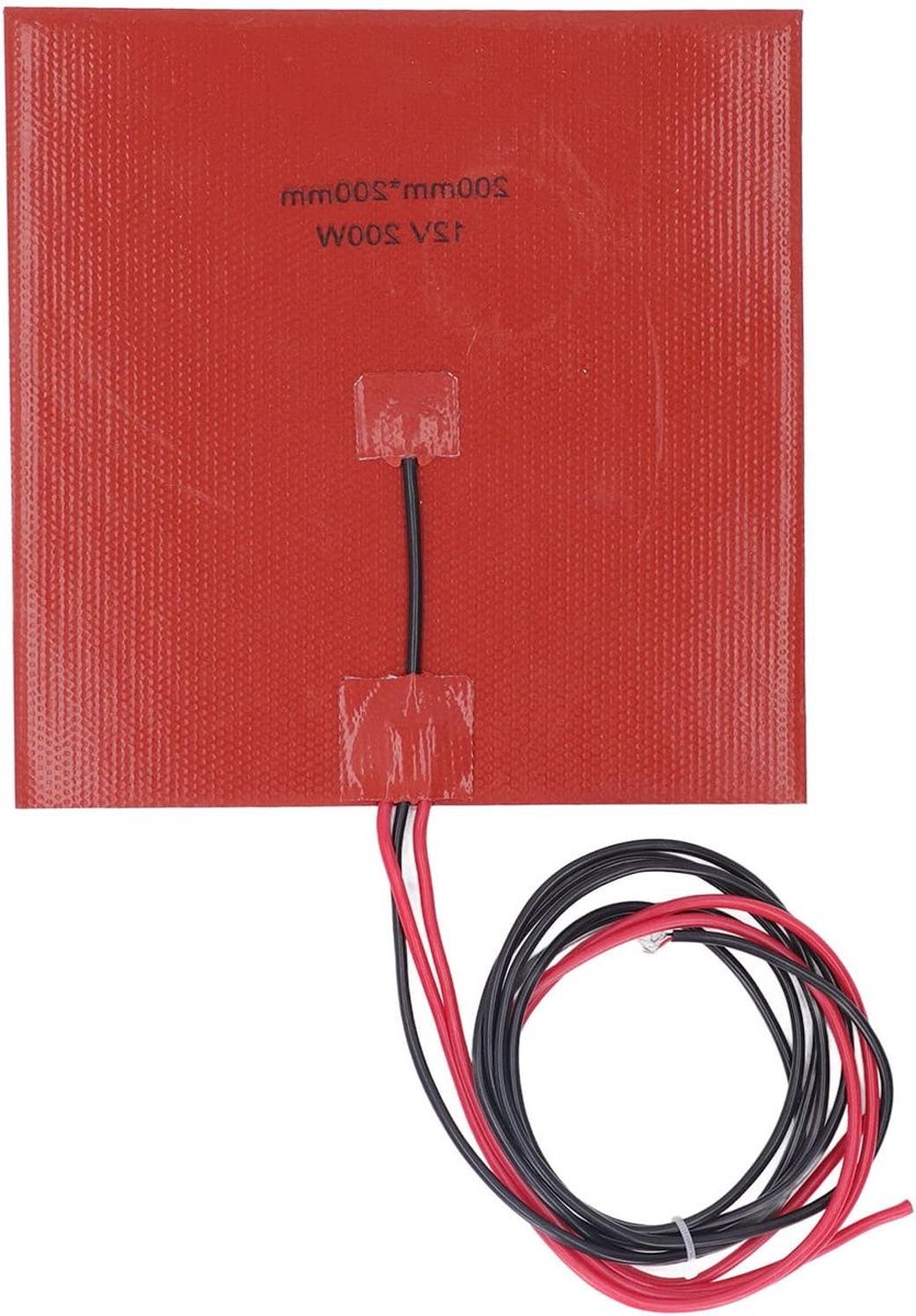 Verwarmingsmatras - Flexibele Mat - 3D Printer - Gelijkmatige Verwarming - 200x200mm - Zwart