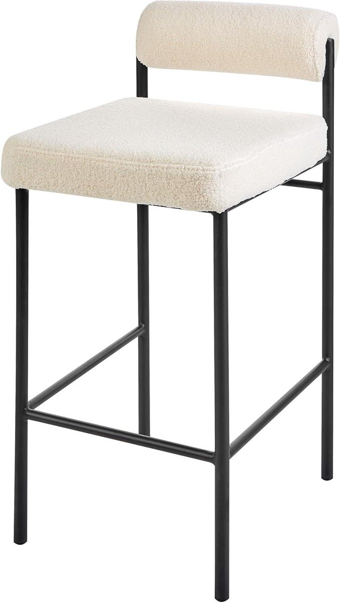 Barkrukken Set - Hoge stoelen - Aanrecht Zitten - Moderne Roll Backrest - 82 cm Hoog - Wit