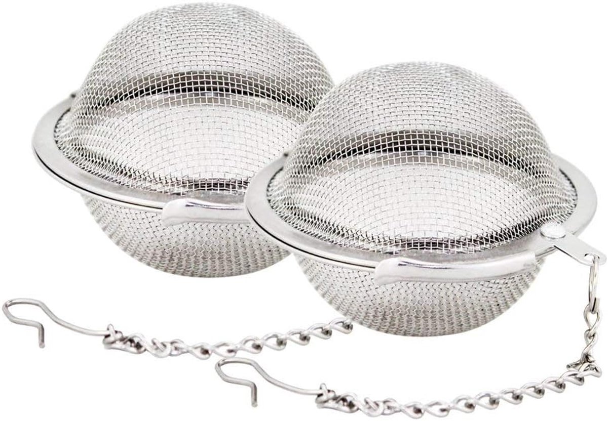 Set van 2 theezeefjes/theefilters van roestvrij staal