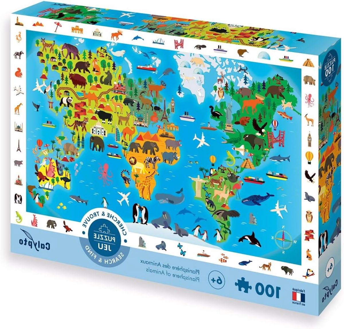 XL Puzzel - Wereldkaart Puzzel - Educatief Spelen - Soft Touch Oppervlak - 100 Stukjes - Veelkleurig