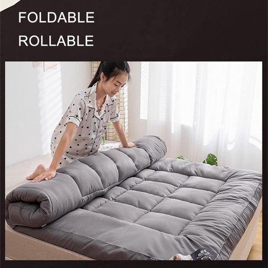Japanse Vloermatras - Opvouwbare Futon - Comfortabel Slapen - Extra Dik Ontwerp - 200x220cm - Geel — afbeelding 4