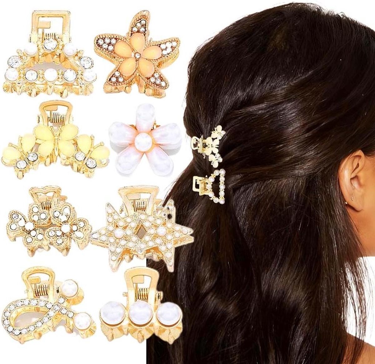 Haarklemmen Goud - Haarclips Set - Haar Stijlen - Elegante Vormgeving - 8 stuks - Goud