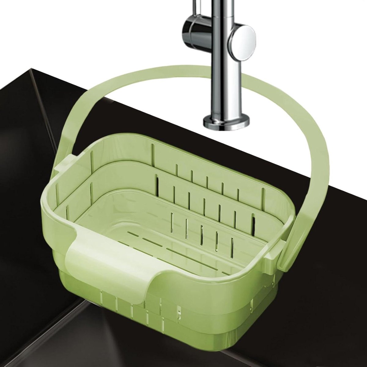 Afval Zeef - Keuken Zeef - Voedselresten Vangen - Uitschuifbaar Ontwerp - 19cm - Groen