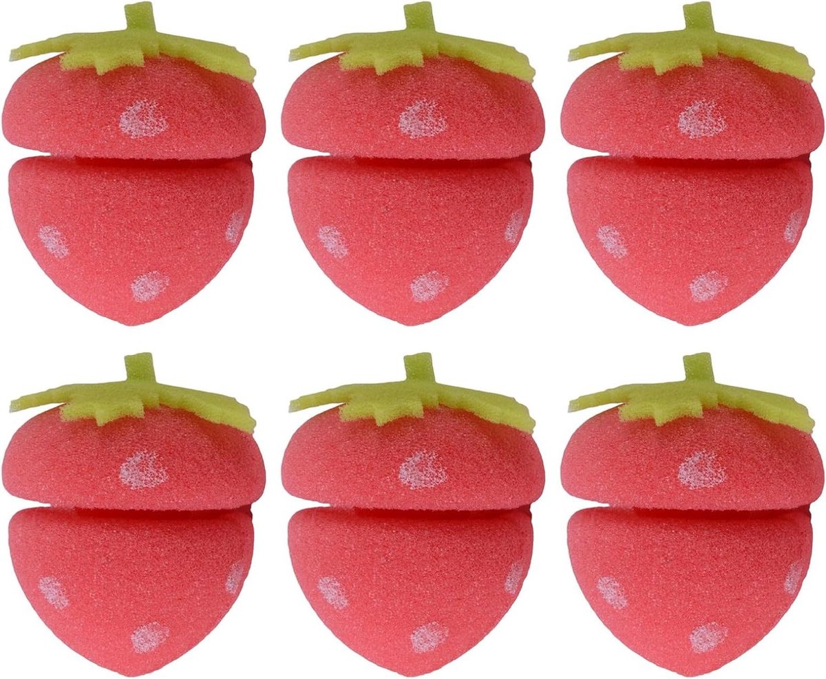 Haarkrulspelden Aardbei - Zachte Rollers - Haar Stylen - Hittevrij Slapen - 6 Stuks - Rood