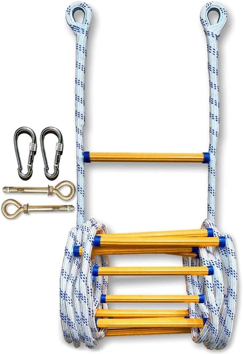 Veiligheidsladder - Noodladder Evacuatie - Snelle Ontsnapping - Compact En Lichtgewicht - 12 Meter - Geel Wit