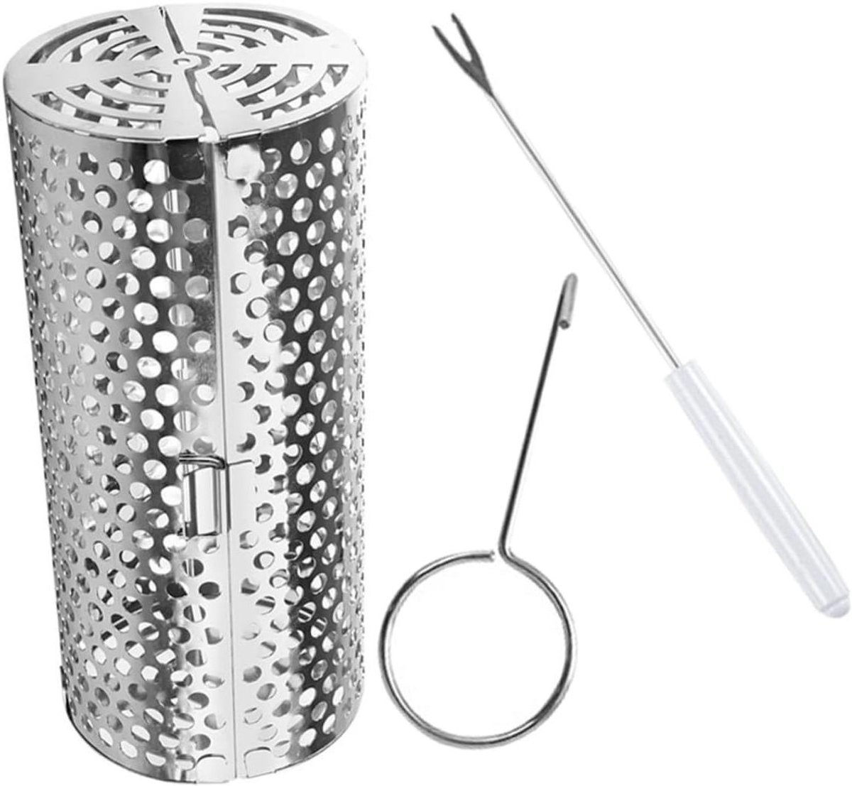 Rollende Grillmand Barbecue Kooi Buiten Koken Gelijkmatige Warmte 20 x 9 x 9 cm Zilver