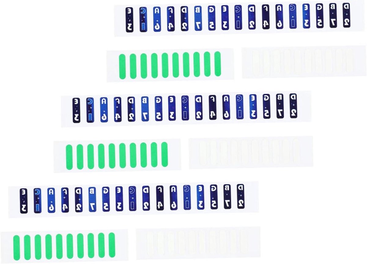 Duimpiano Stickers - Muziek Papier - Beginners Leren - Helder Makkelijk Herkenbaar - 20 Stuks - Gemengde Kleuren