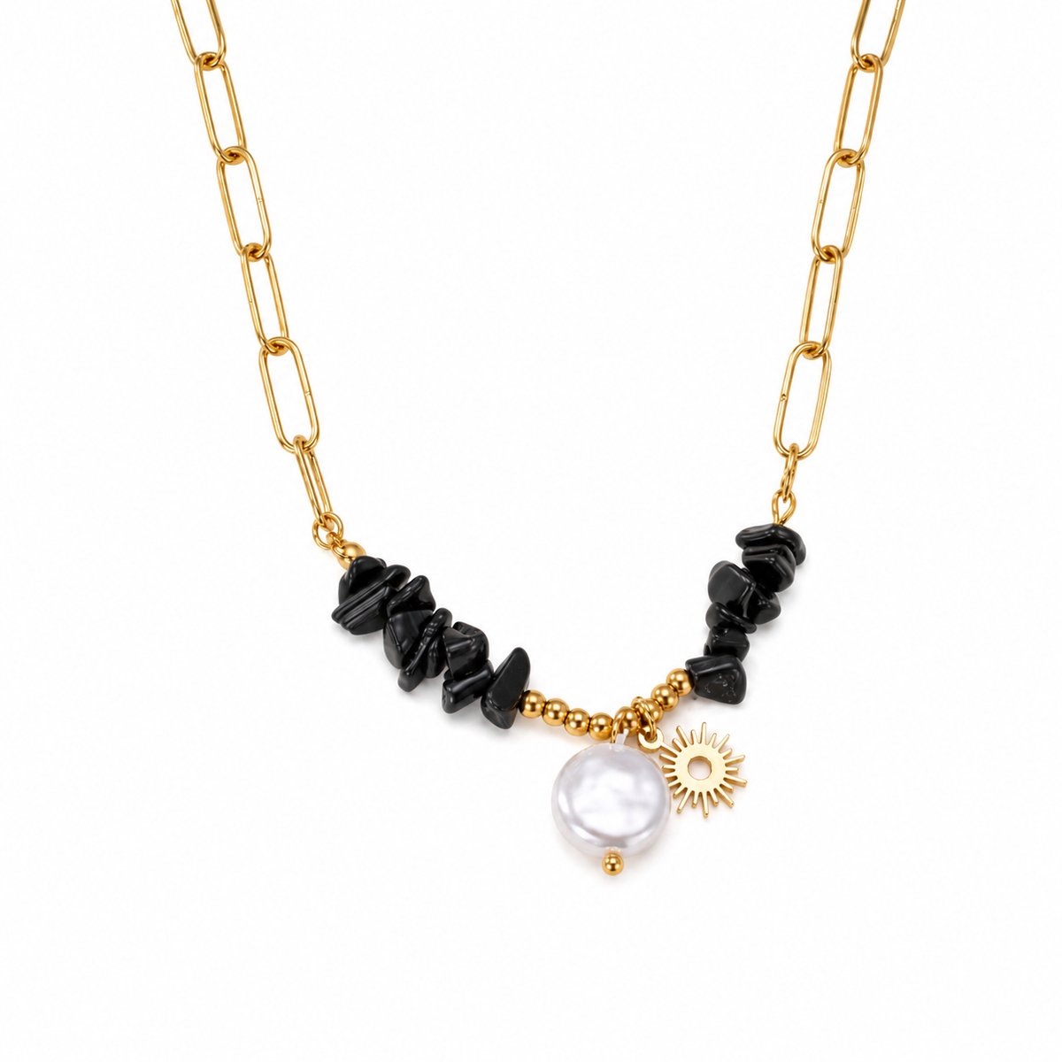 Ketting met Zonhanger en Parel – Trendy Goudkleurig Design | Twinolo