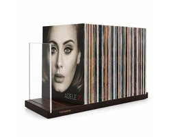 Homewise LP Houder voor Vinylplaten – Luxe Vinyl Record Display Stand van Hout & Acryl – Opbergen en Presenteren van LP’s – Opbergsysteem LP's - Donkerbruin