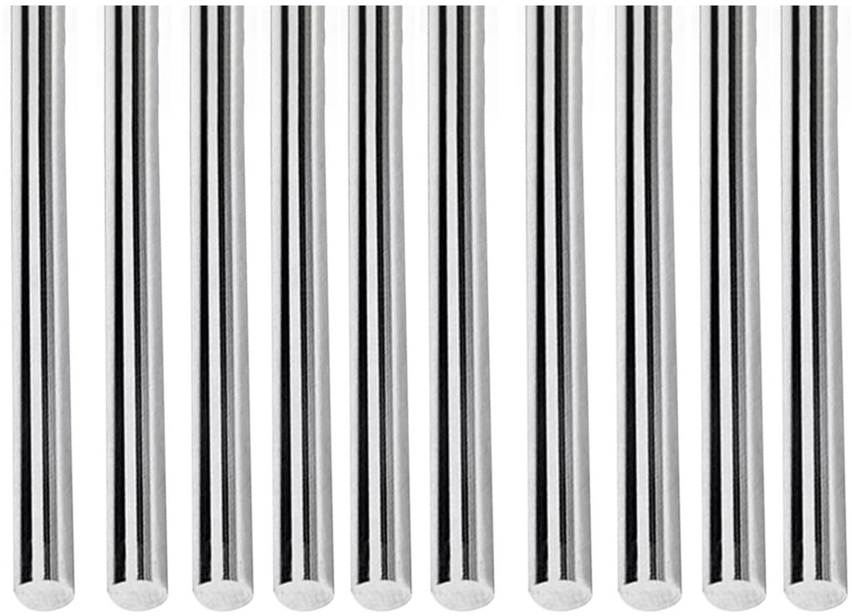 10 Stuks 304 RVS Ronde Staven 8mmx250mm - Stevige Rondbalk voor Bouw, Scheepsbouw en Luchtvaart