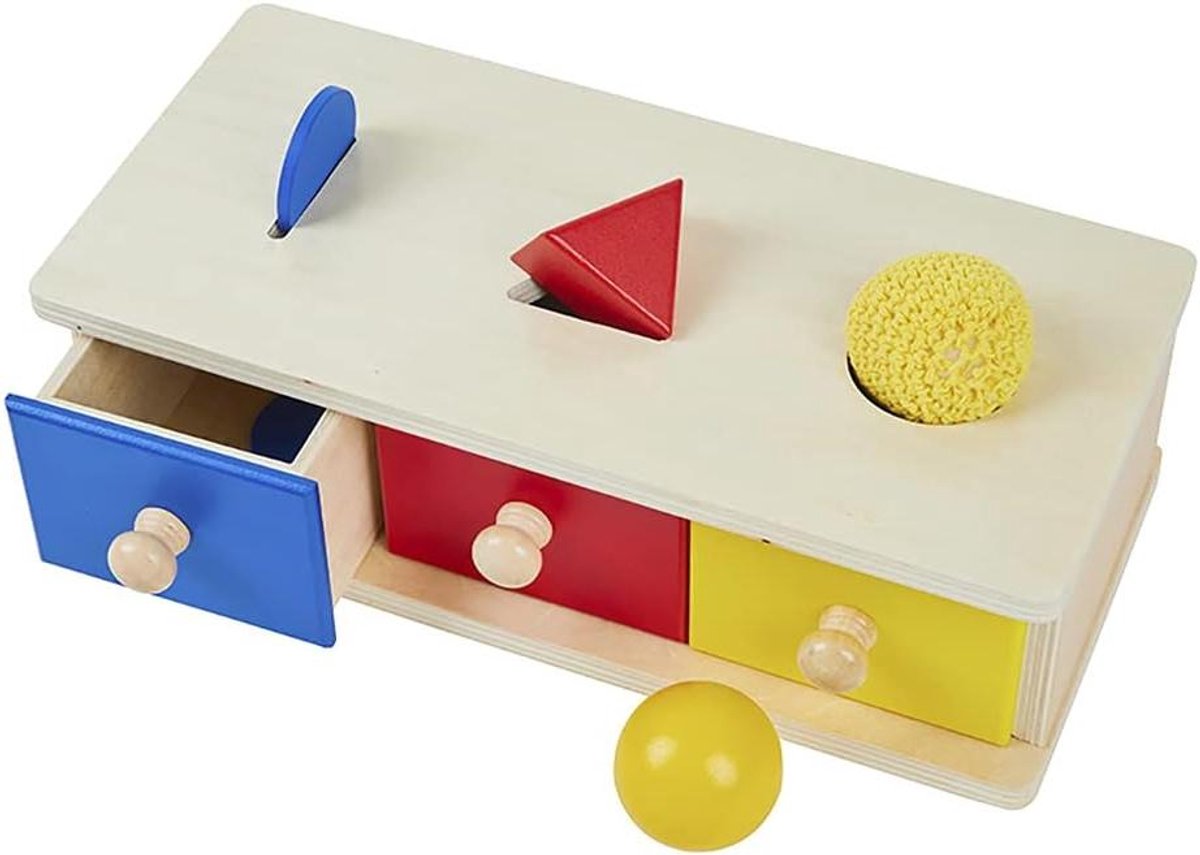 Kghios Montessori 4-in-1 opbergdoos met lade Montessori kinderspeelgoed voor peuters materialen voor baby's van 6 tot 12 maanden speelgoed voor kinderen