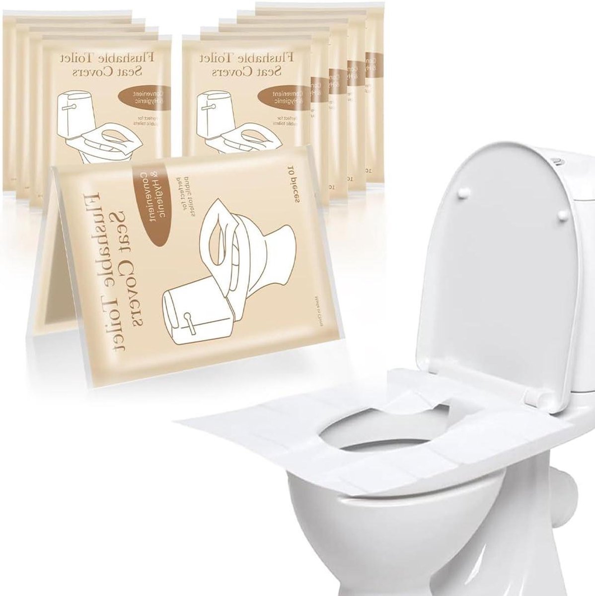 Toiletpads - Wegwerp hoezen - Hygiëne onderweg - Individueel verpakt - 60 stuks - Wit