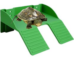 Schildpadden Eiland - Rustzone Aquarium - Verblijf Inrichten - Met Voerbak - 17 x 16 x 8 cm - Groen