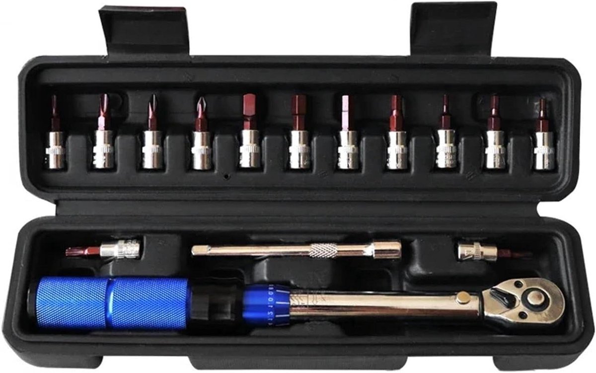 Momentsleutel Set - Verstelbare Sleutel - Precisie Werk - 72T Ratel Mechanisme - 2-24 Nm - Zilver