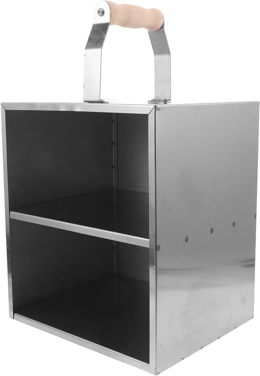 Houtskoolbak - Houtskooldrager - Buiten koken - Hittebestendig materiaal - 30x26x22 cm - Zilver