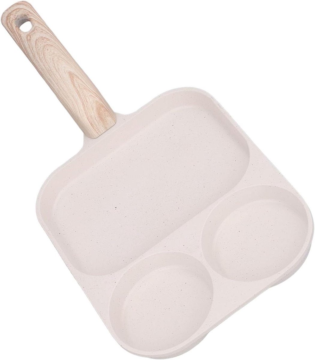 Anti-aanbak Eierpan - Vierkante Grillpan - Ontbijt Maken - Drie Secties - 40x19 cm - Zwart