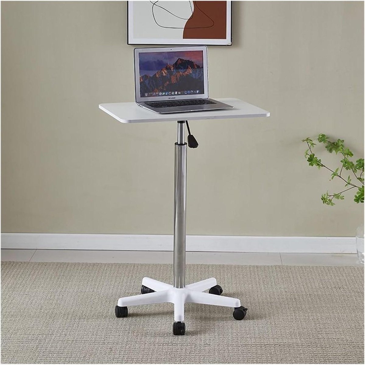 Mobiele statafel - Laptoptafel bed - Comfortabel werken - In hoogte verstelbaar - 59-80 cm - Wit