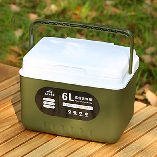 Koelbox - IJsbox Opbergbox - Buitenactiviteiten Opslag - Tri-laag Isolatie - 6 Liter - Legergroen — afbeelding 2