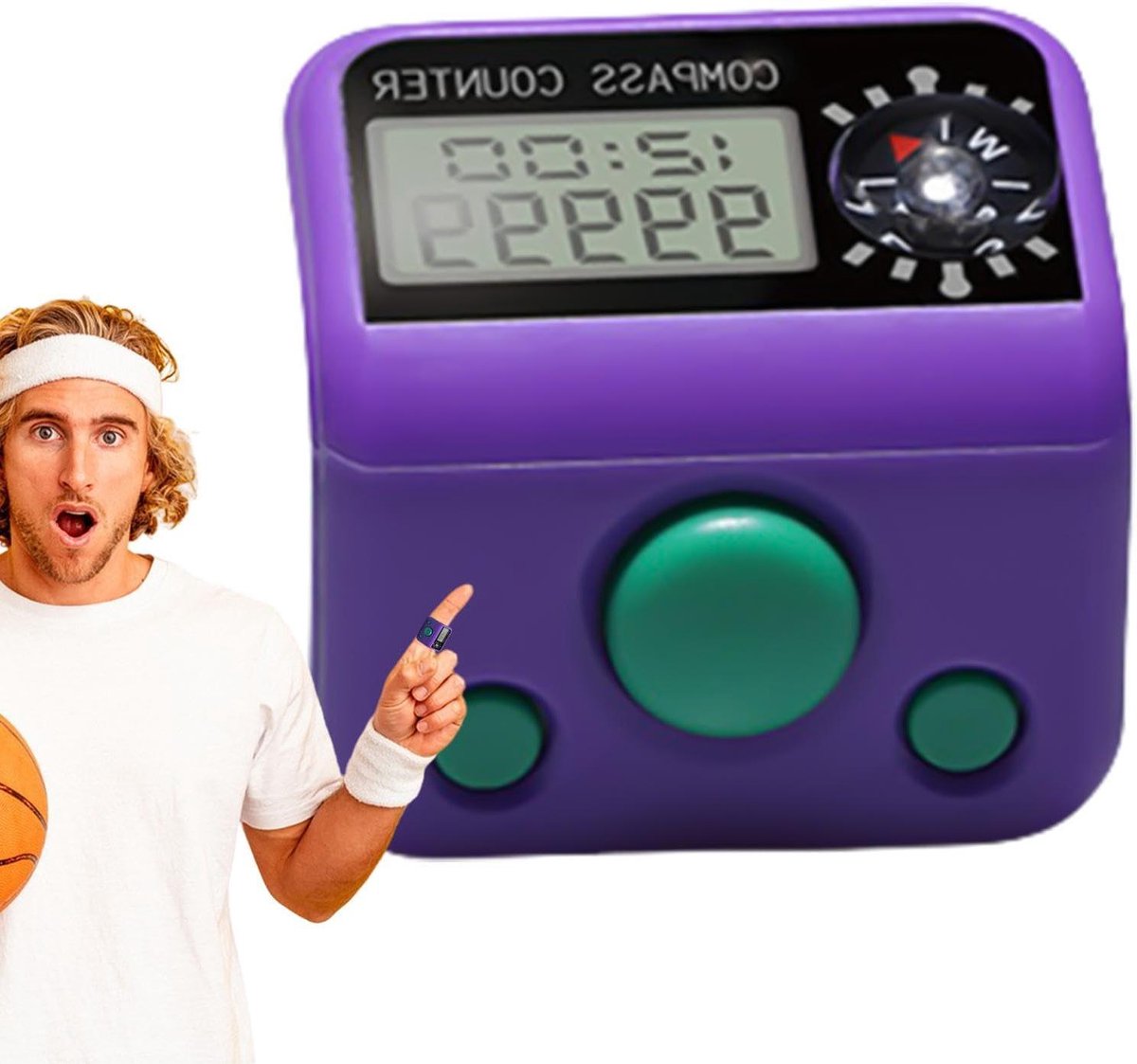 Vinger Tally Clicker - Digitale Teller - Nauwkeurig Tellen - 3-in-1 Kompas Horloge - Compact Ontwerp - Willekeurige Kleur