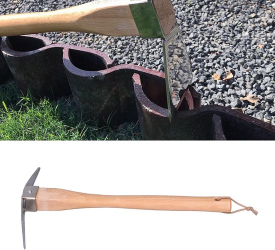 Pikhouweel Schoffel - Tuinbeitel Graafgereedschap - Bodem Losmaken - Dubbelkoppig Roestvrij Staal - 38.5 cm - Zilver — afbeelding 3