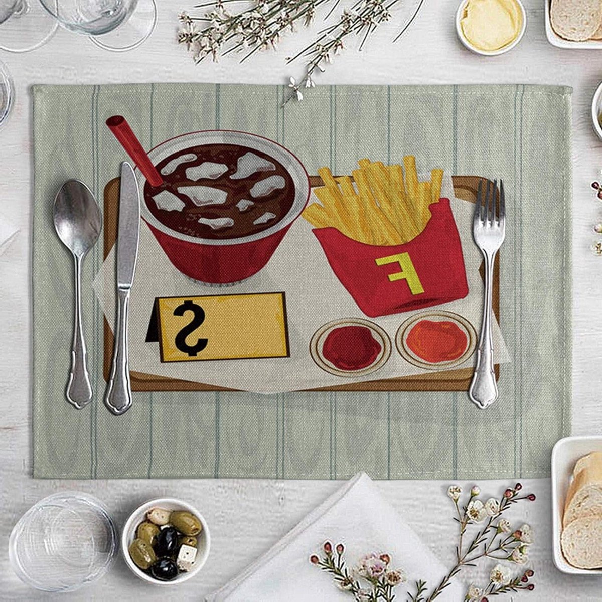 Placemats Set - Tafelkleden - Eettafel Decoratie - Wasbaar Katoen Linnen - 40x30CM - Grijs Bruin