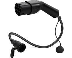 Oplaadadapter Elektrisch Voertuig - Type 2 naar Schuko - Thuis Opladen - IP54 Weerbestendig - 16 A 250 V - Zwart