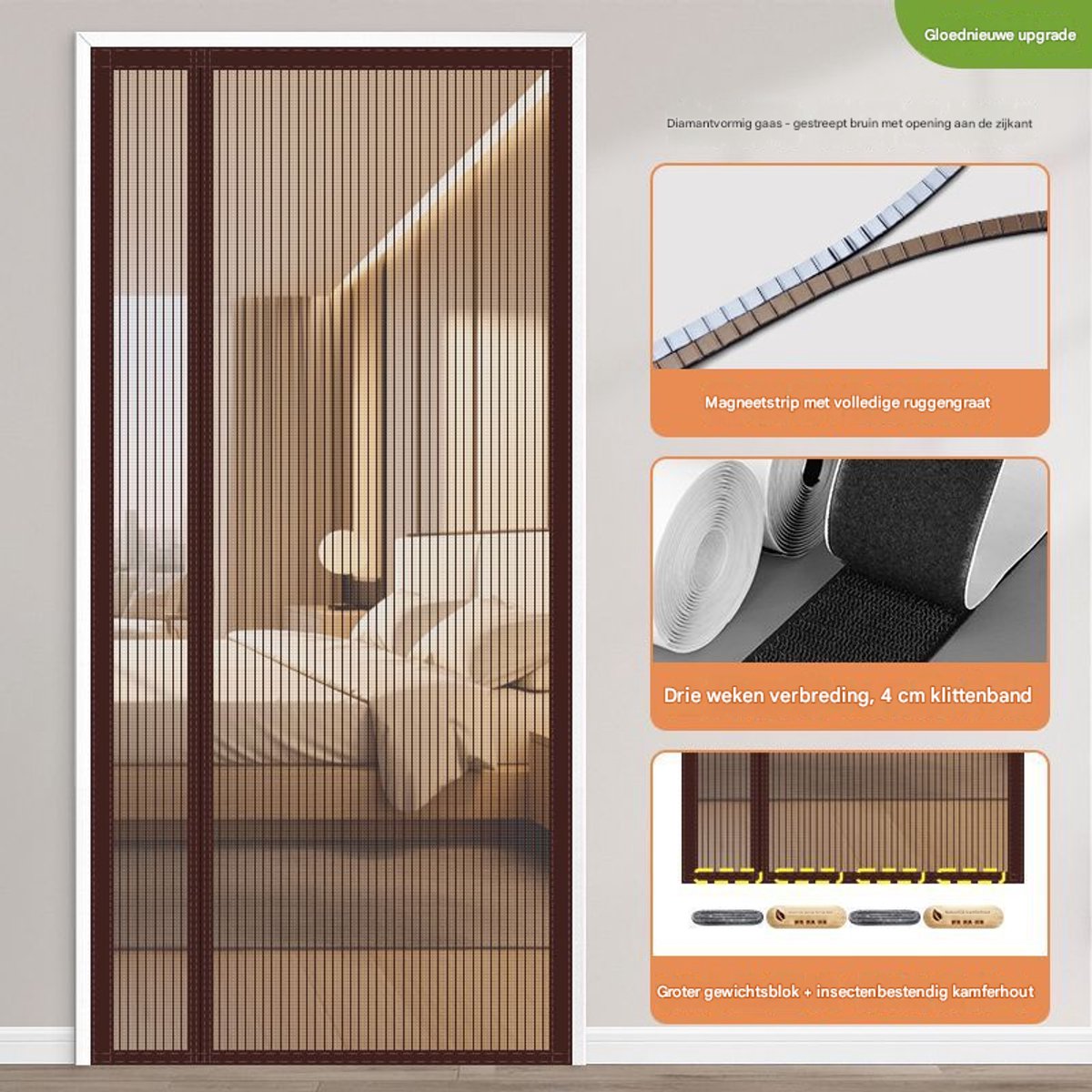 100*215cm-Magnetisch deurscherm - Automatisch zelfsluitend horgaas voor terras & deur -Ges