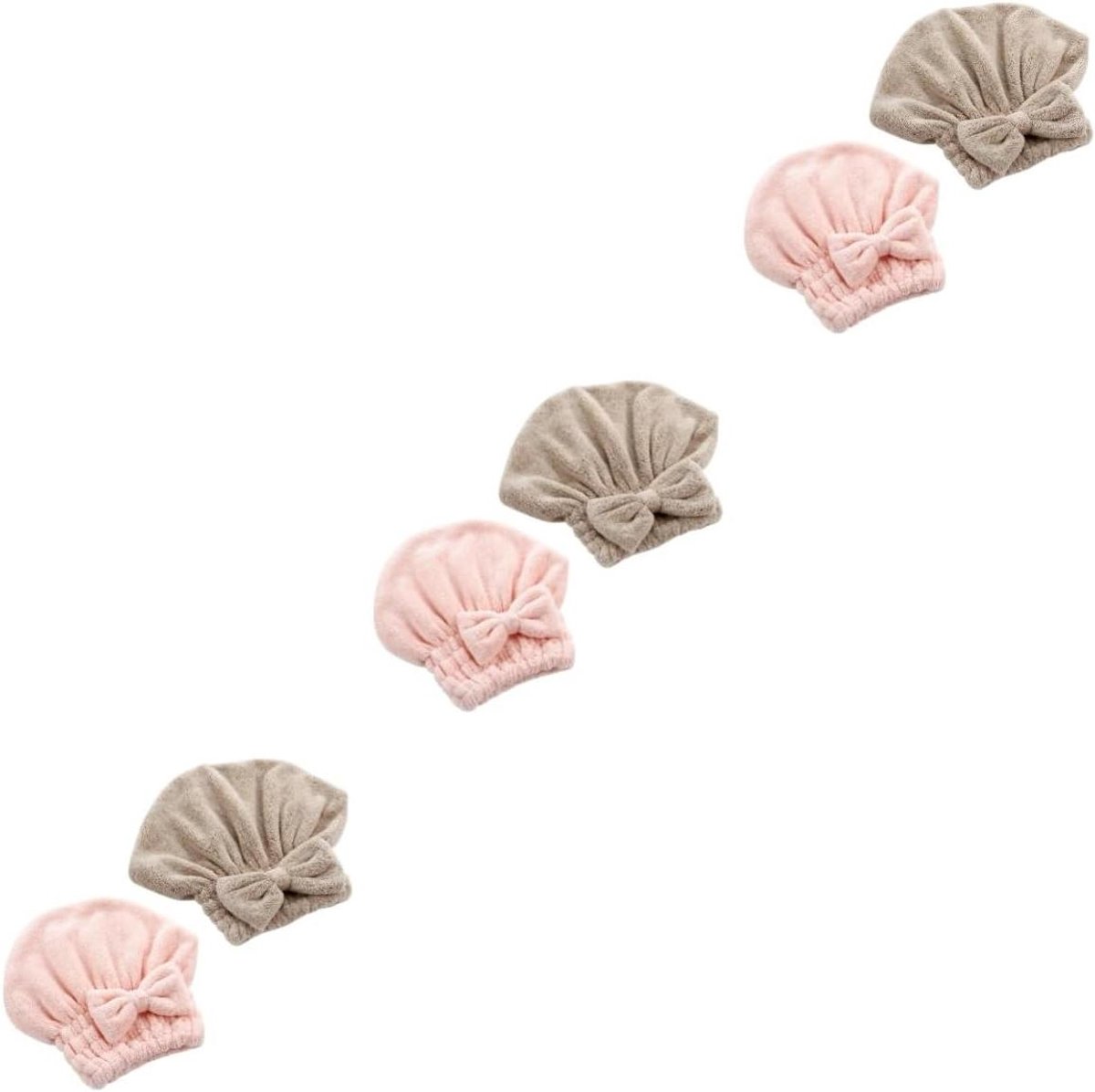 6 stuks sneldrogende doppen, 2-delige set föhn, haardroger, bandana voor haar, haarkap, haardroogkap van koraalvlies, haardroogkap, stropdas
