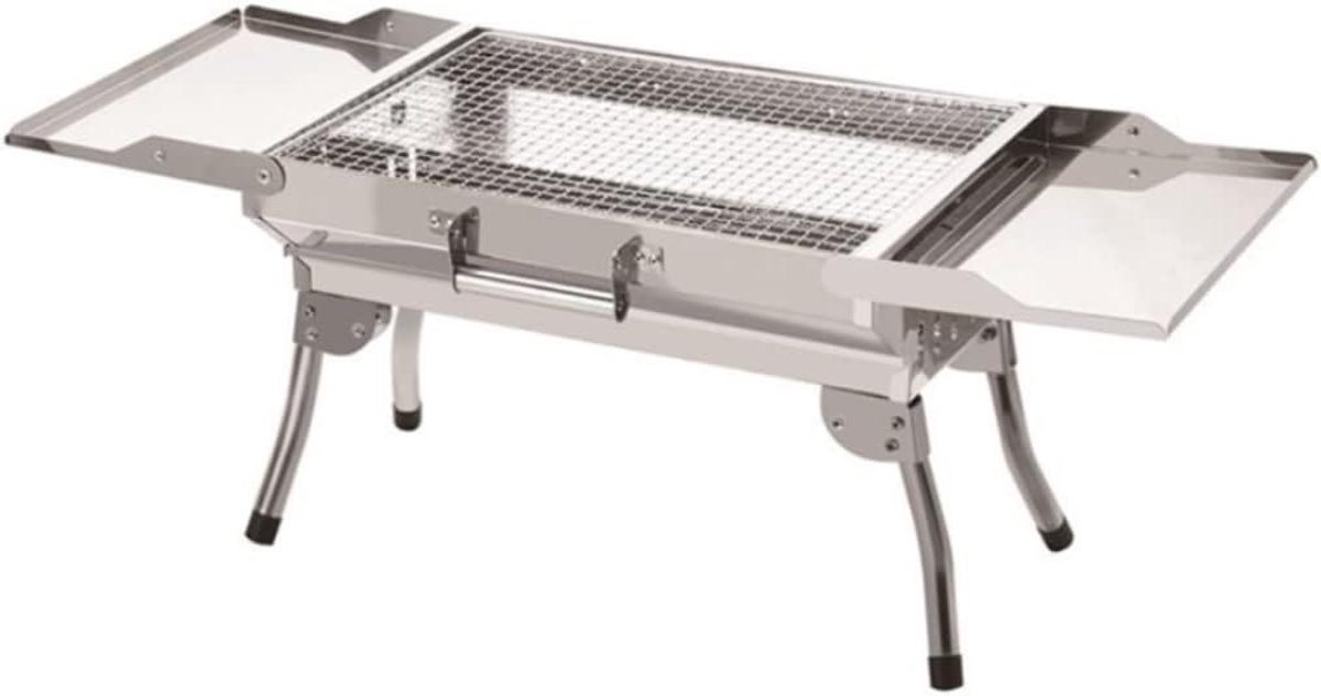 Houtskoolgrill - Draagbare BBQ - Buiten koken - Opvouwbaar ontwerp - 82x30x35cm - Blauw Zilver