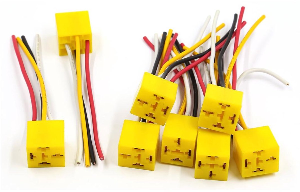 Relais Kabelboom - Voorbedraad Harnas - Auto Elektronica - 4 Klemmen - 8 Stuks - Multicolor
