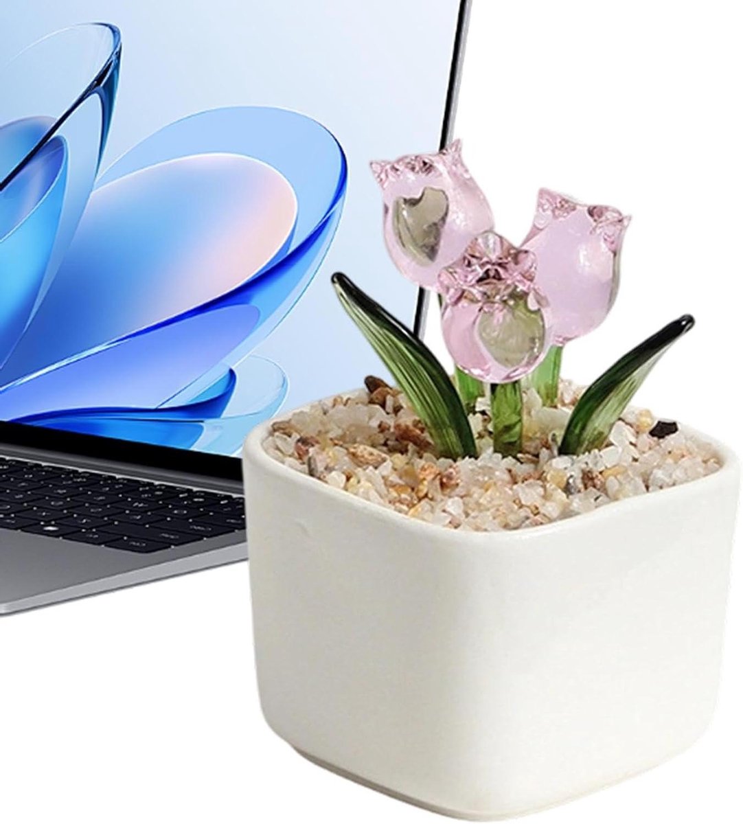 Glazen bloemen beeldje - Kristal kunstboeket - Woonkamer decoratie - Onderhoudsvrij ontwer