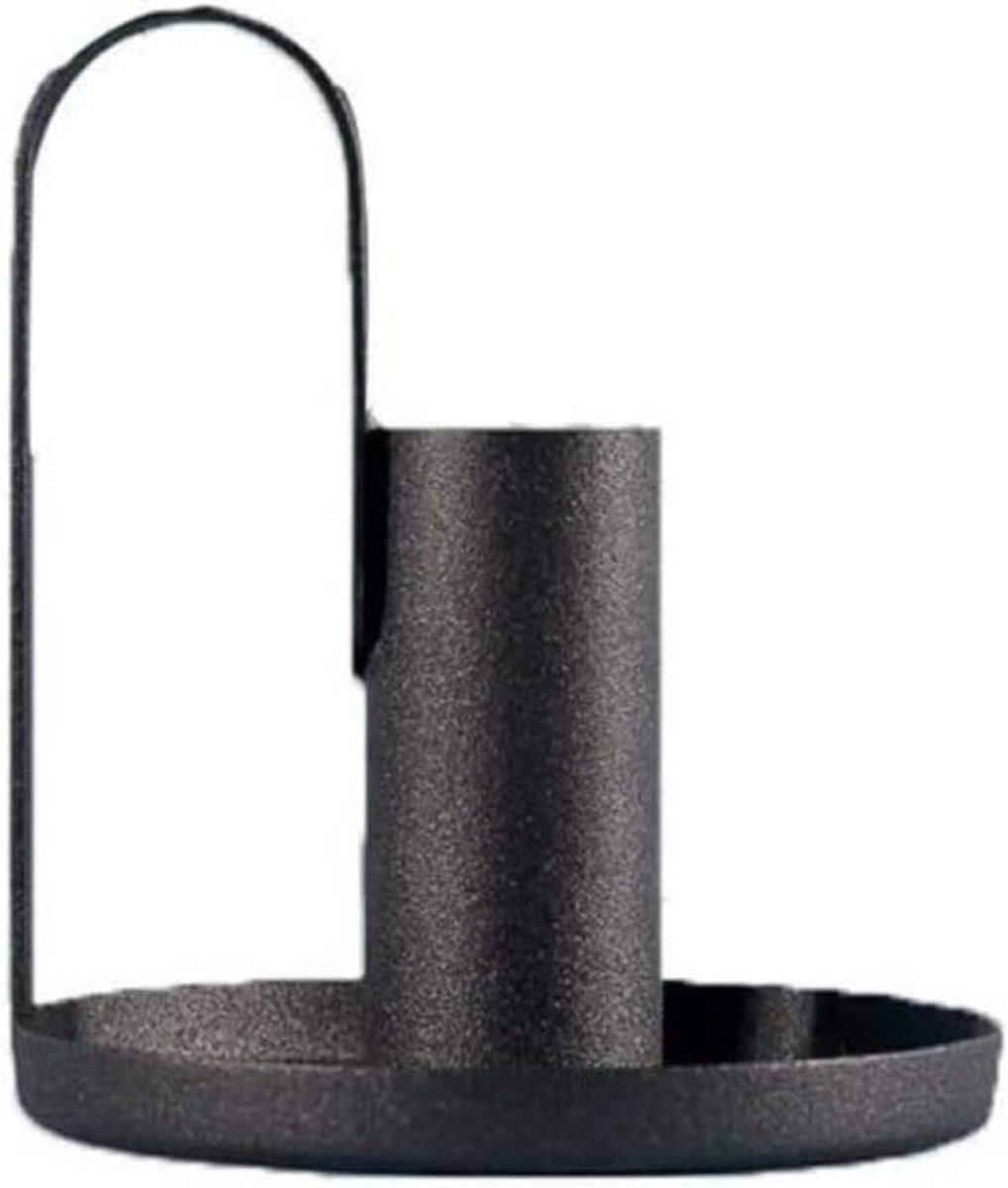 Metalen Kandelaars - Kaarshouders Set - Sfeervol Dineren - Tijdloos Design - Hoogte 9.5 CM - Zwart