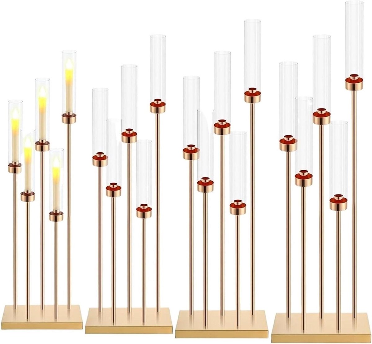 Kandelaar tafeldecoratie - Vloerkandelaar set - Sfeer creëren - Robuuste constructie - 108 cm hoog - Goud