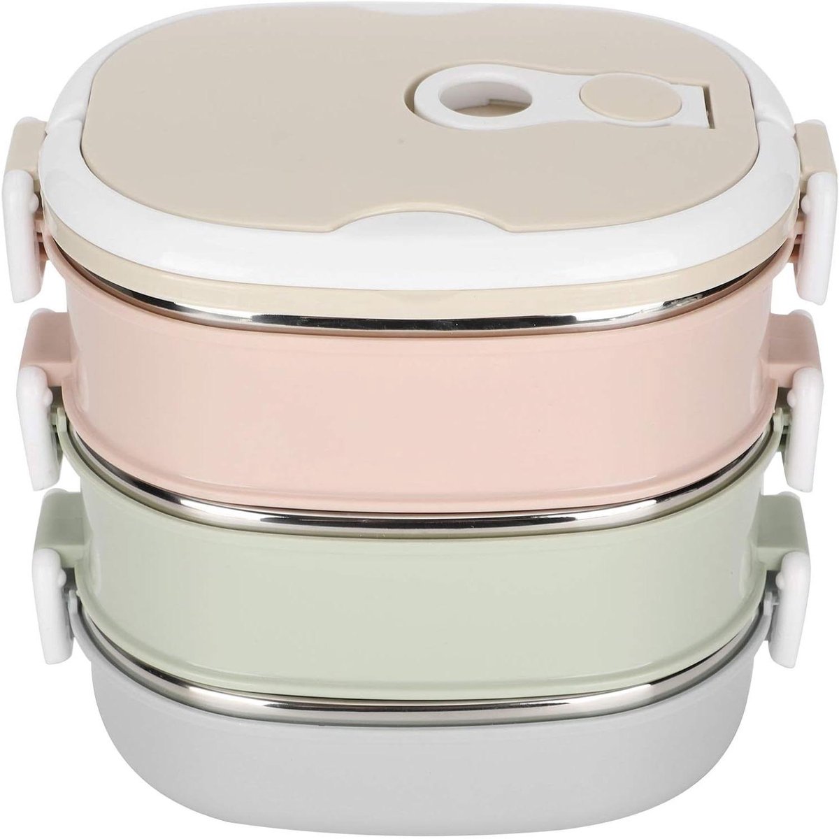 Lunchbox RVS - Voedselcontainer - Maaltijden Meenemen - 3 Lagen - 2700 ml - Zilver