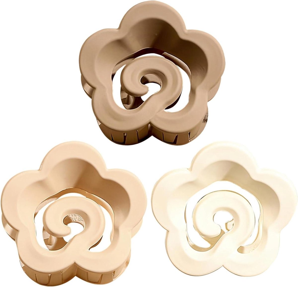 Haar Klauw Clips - Bloem Haar Klem - Dagelijks Gebruik - Stevige Grip - 3 Stuks - Natureltinten