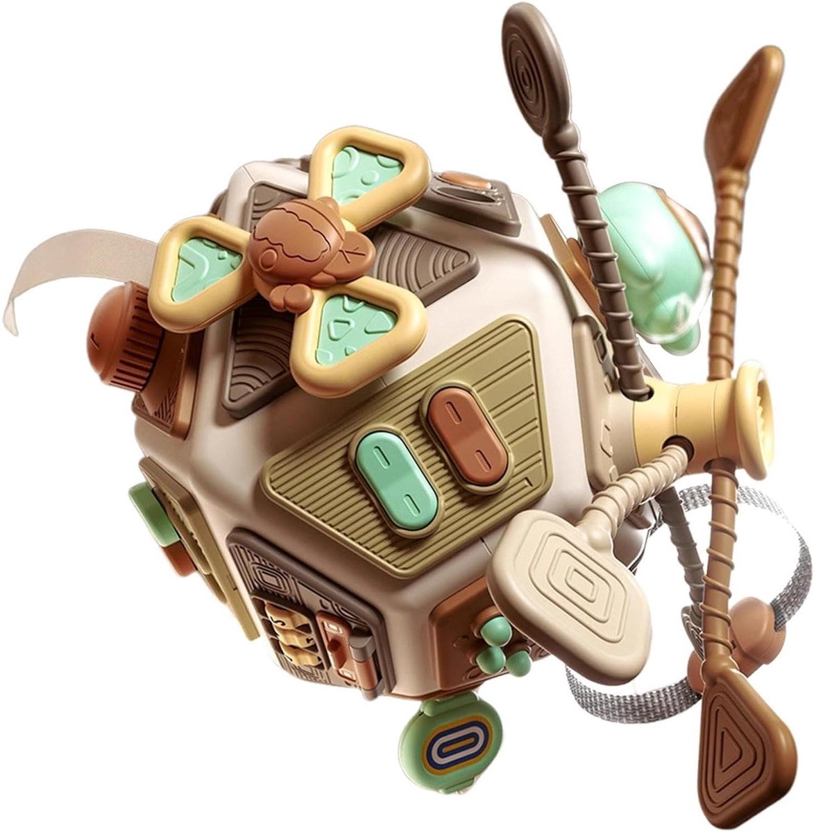 Baby Activiteitenkubus - Sensorisch Speelgoed - Fijne Motoriek Ontwikkeling - Modulair Demontage Framework - 19 x 19 x 21 cm