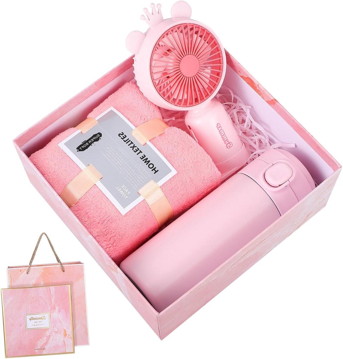 Cadeauset Vrouwen - Verzorgingspakket - Feestelijke Gelegenheden - Praktische Items - 25 x 24 x 12 cm - Roze