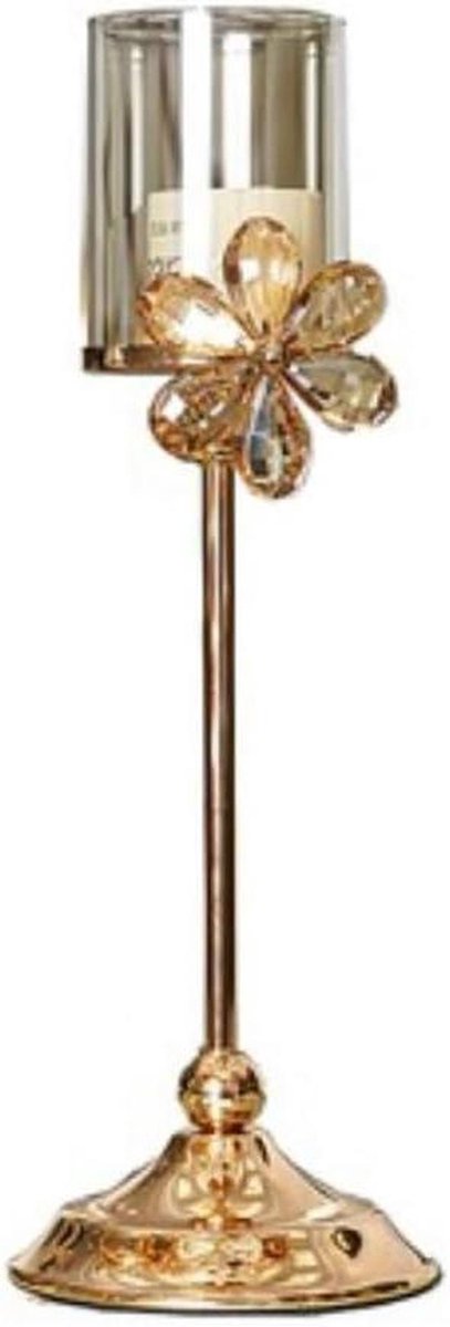 Kandelaars Houders - Kristallen Kandelaar - Romantische Decoratie - Metaal en Kristal - 30-36 cm - Goud
