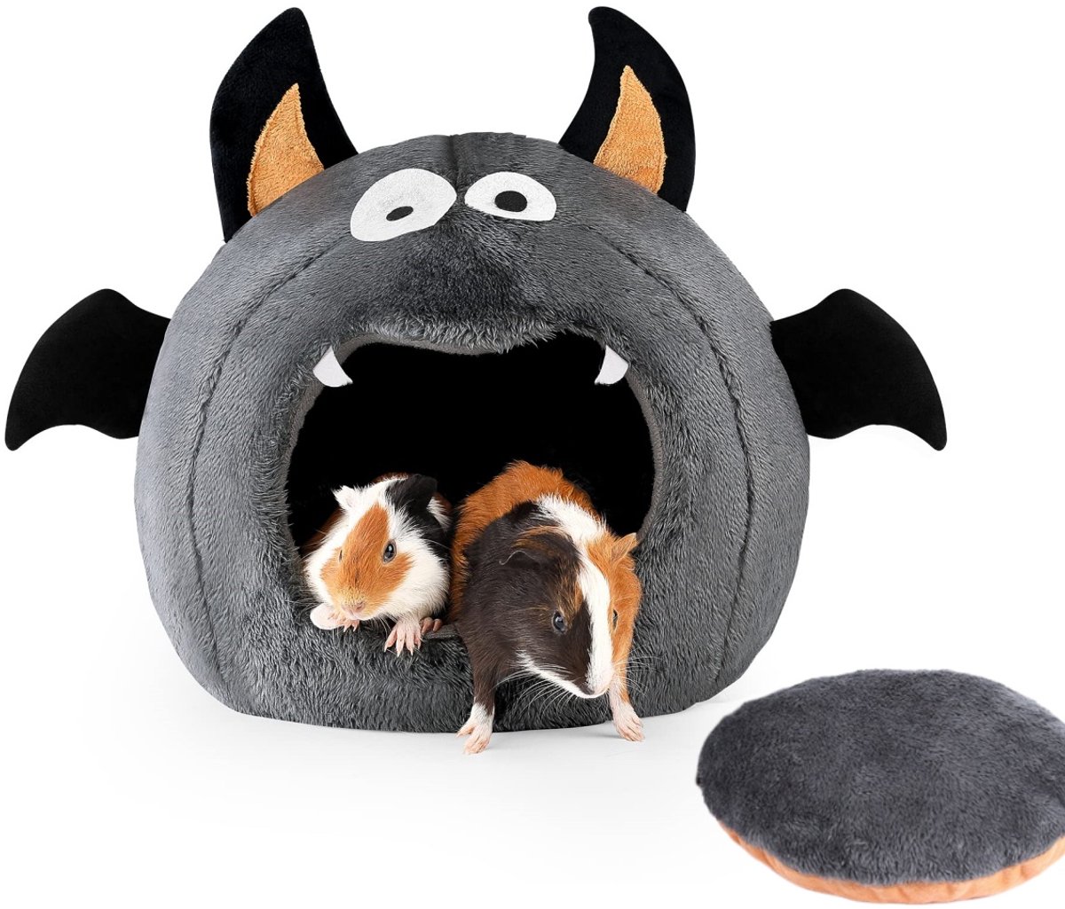 Caviahuisje - Caviabed in Halloween-stijl - Konijnenbed - Konijnenhuisje - Ideale accessoires voor kleine huisdieren - Vleermuisvormig - Dierennest - Donkergrijs