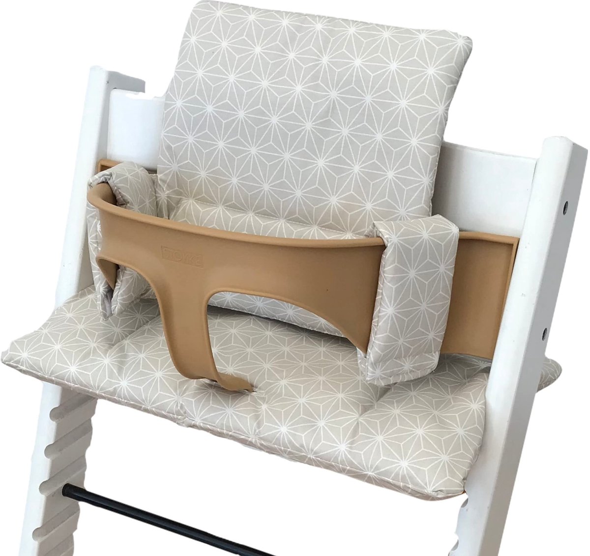 Dailygoods - Dailygoody - Zitkussen Tripp Trapp - Gemakkelijk te reinigen - Beige Japanse sterren - Gecoat katoen - Comfortabel voor jouw kindje - Geschikt voor ba
