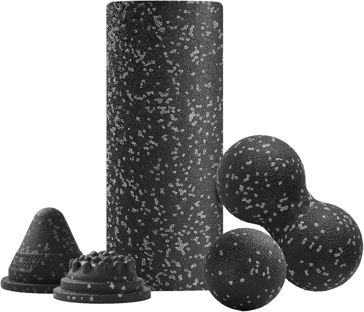 Schuimstofrollenset - Massage rol - Spierontspanning - 5-in-1 functie - 395 cm - Grijs