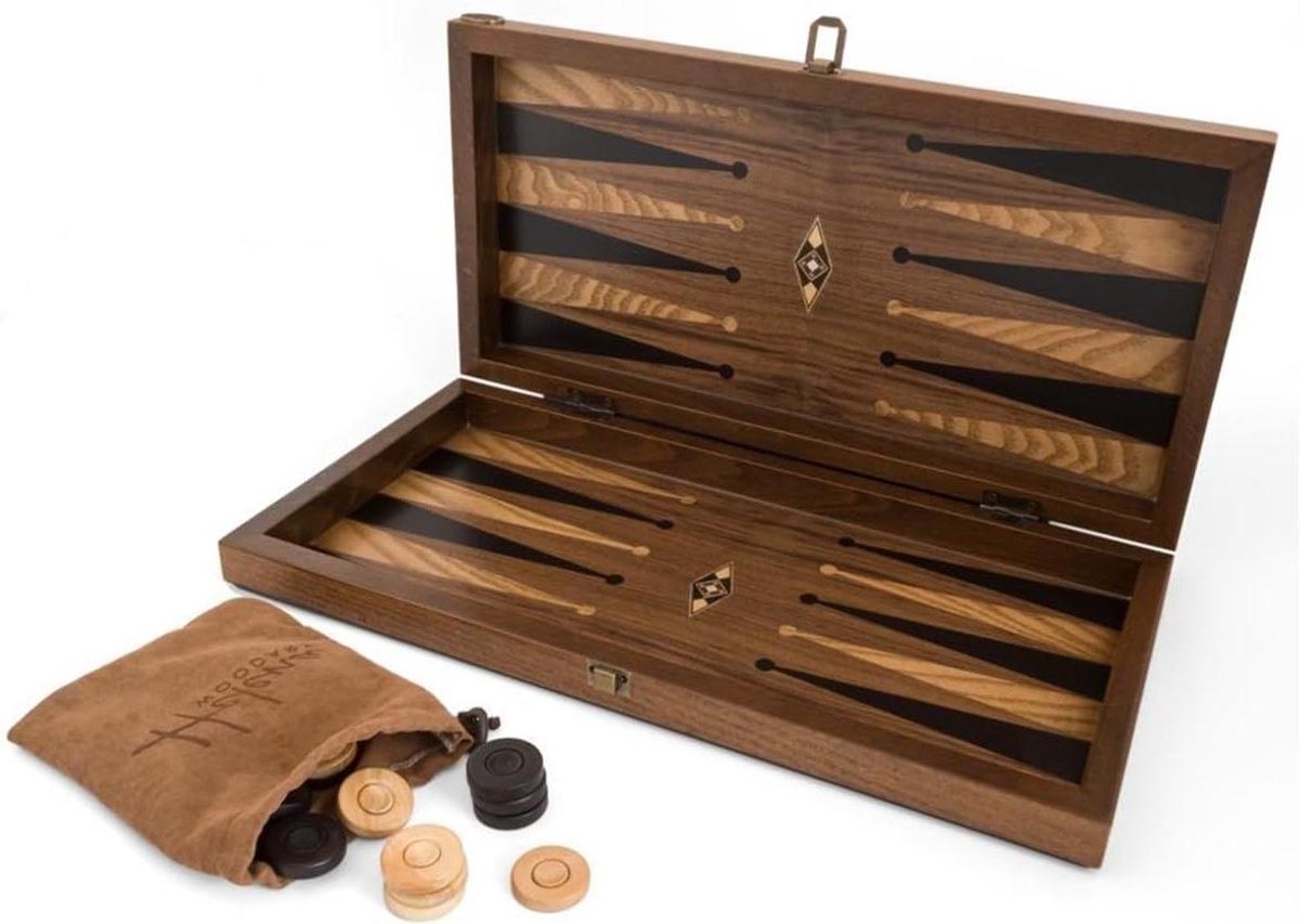 Handgemaakte Houten Backgammon Speelset van Hoge Kwaliteit - Tavla - 100% Hout - Luxe uitgave - TricTrac - 49 x 25 cm