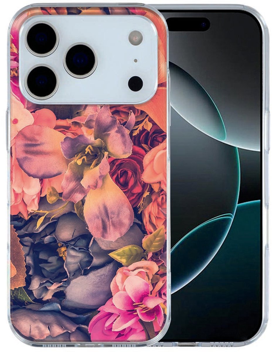 iPhone 17 Pro Max Hoesje Bosje Bloemen – TPU Cover met Romantisch Boeket