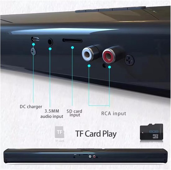 Draadloze Soundbar - Bluetooth Luidspreker - Home Entertainment - 3D Surround Sound - Compact Design - Zwart — afbeelding 4