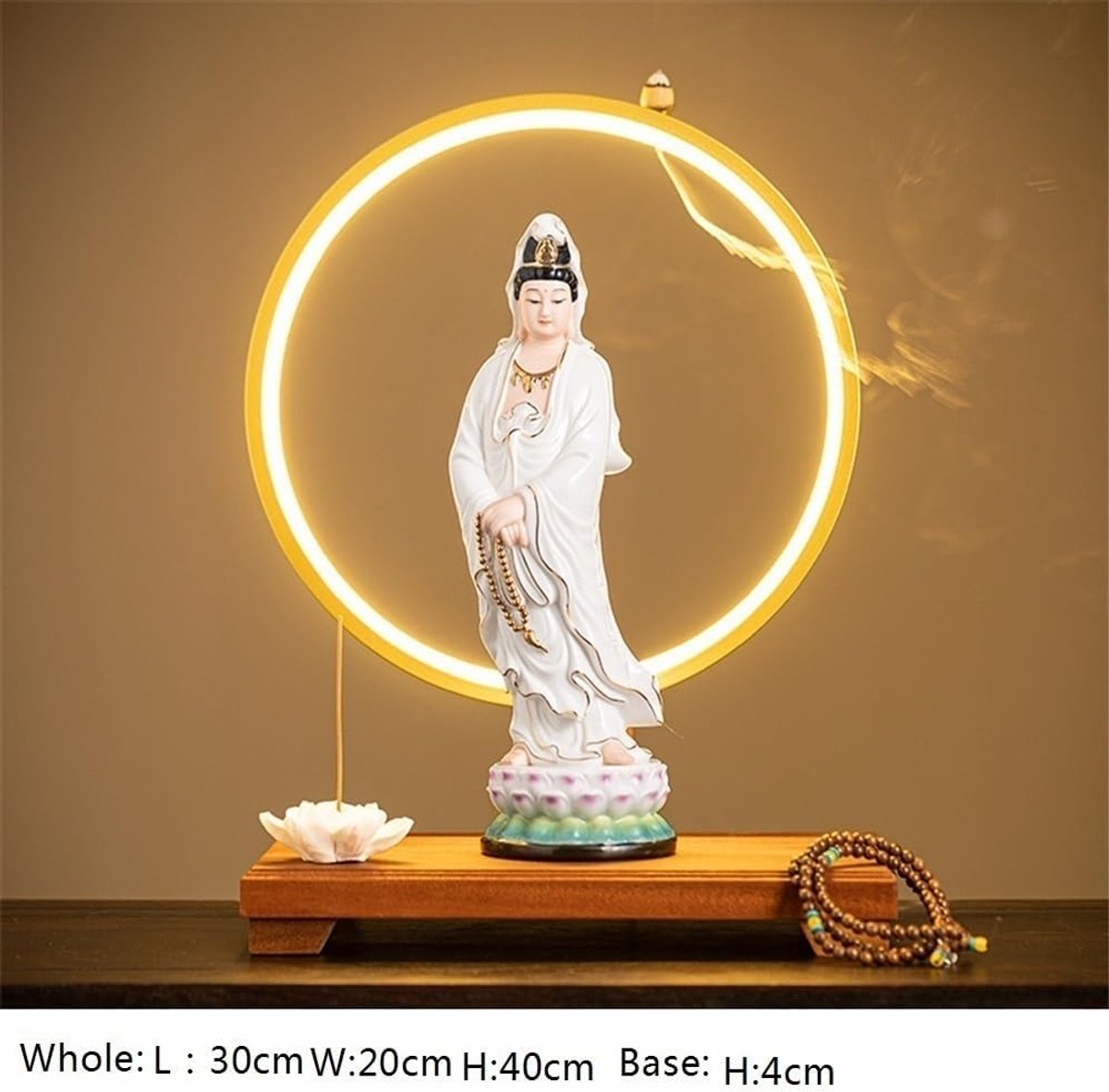 Boeddha beeld Witte keramische Boeddhabeeld Ornament Kantoor Woonkamer Zen Feng Shui Decoratie met Voet en Lichtring Feng Shui Decoratie thumbnail 5