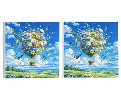 L0DY-298 Set van 2 verf op nummer voor volwassenen, vlinder heteluchtballon, verf op nummerkit, doe-het-zelf acryl olieverfschilderijsets, voor 3-7…