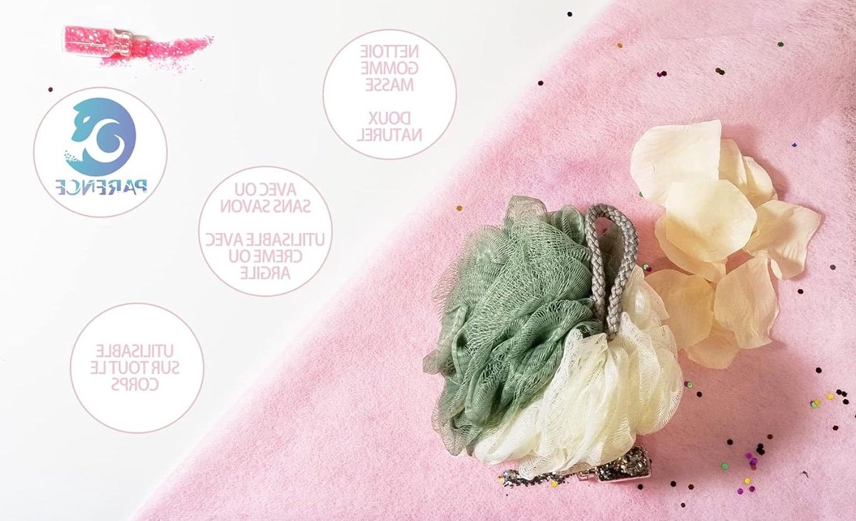 Badsponzen Set - Peelingspons Douchepoef - Huid Peelen - Luxe Schuimvorming - 2 Stuks - Roze Grijs