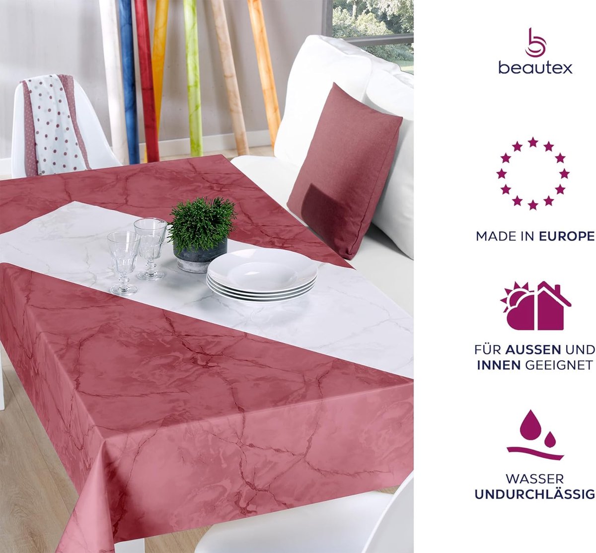 Tafelkleed - Afwasbaar textiel - Tafel beschermen - Op maat te snijden - 140x220 cm - Oudroze