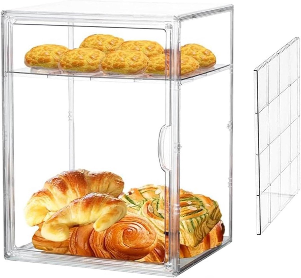 Broodbewaardoos - Opbergdoos - Keuken organiseren - Verstelbare niveaus - 3 vakken - Transparant