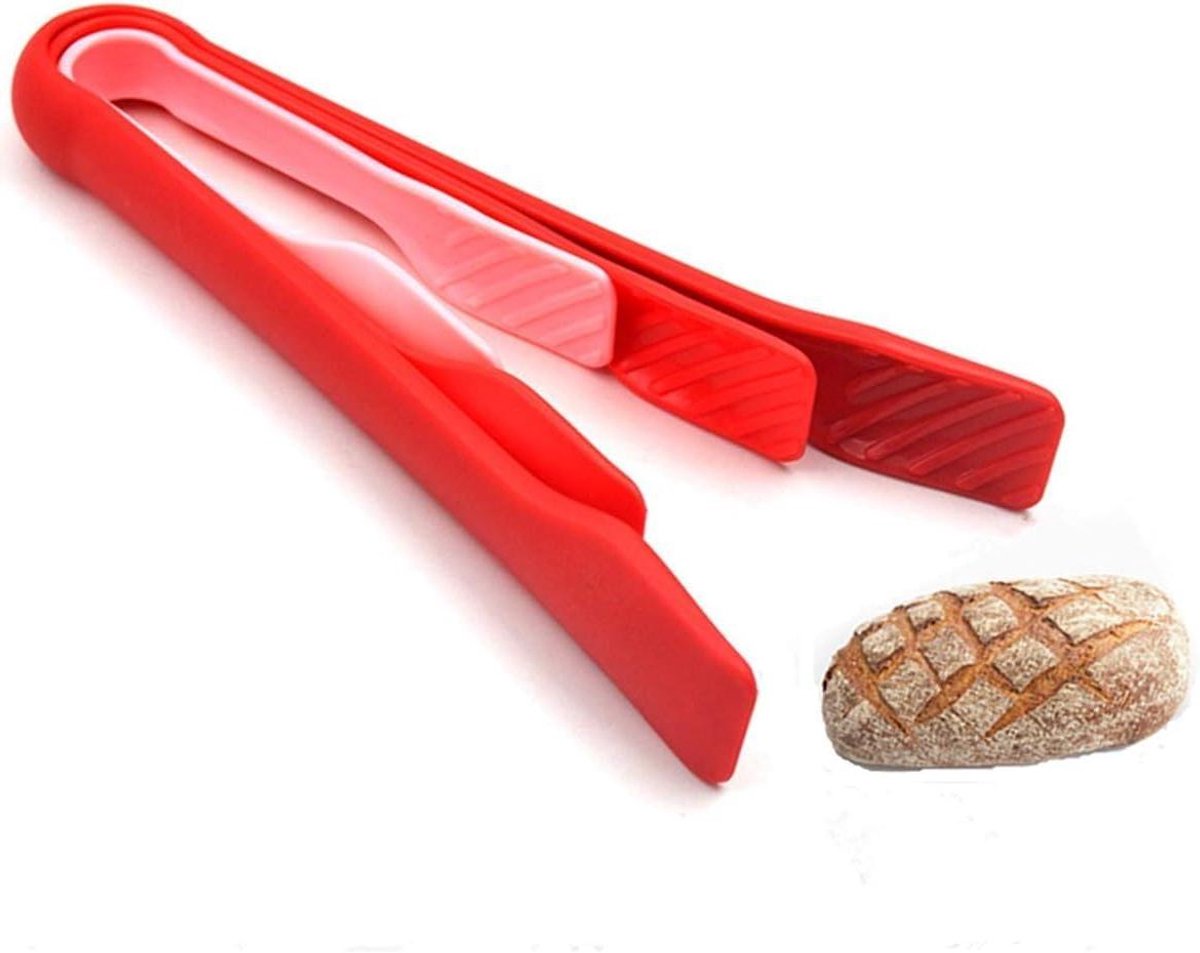 Keukentangen Set - Kook Tangen - Koken Serveren - Hittebestendig Siliconen - 3 Maten - Rood
